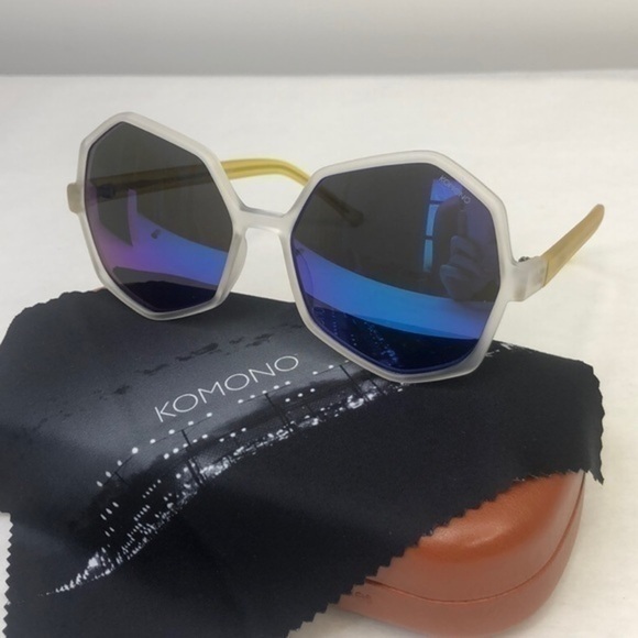 NEW KOMONO sunglasses Bonnie Ice Lemon Clear Blue Neon - Picture 6 of 13
